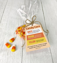 Load image into Gallery viewer, Candy Corn Trinity for Halloween Fall Food Treat Topper (digital download)